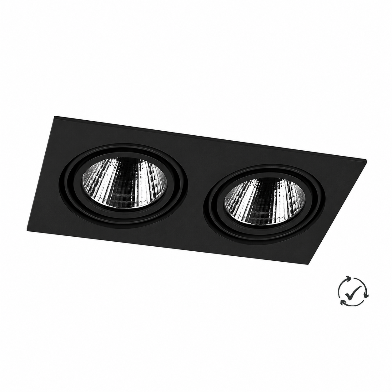 Exo V2 zwart vierkant 2-lichts